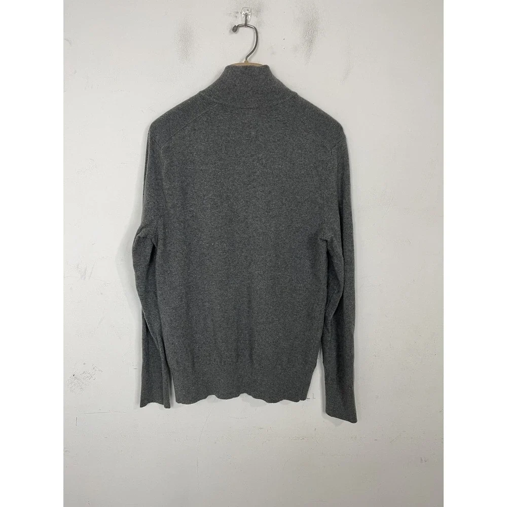 Banana Republic Mens Sweater Medium Gray 1/4 Zip Merino Wool Italian Minimal Lux